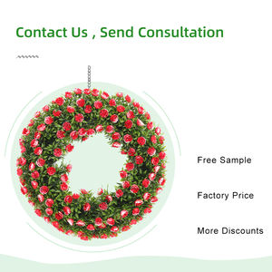 Hh-76<span class=keywords><strong>พวงมาลัย</strong></span>เทียมดอกกุหลาบสี<span class=keywords><strong>แดง</strong></span>ใบไผ่ PE แขวนได้สำหรับงานวันคริสต์มาสฮาโลวีนงานจบการศึกษายาวนาน - Product Image 6