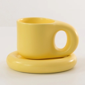 Set di Tazza e Piattino in Ceramica Stile Nordico, <span class=keywords><strong>Design</strong></span> Unico, Tazza da Tè 270ml, Tazza in Ceramica Personalizzata per Regalo - Product Image 6