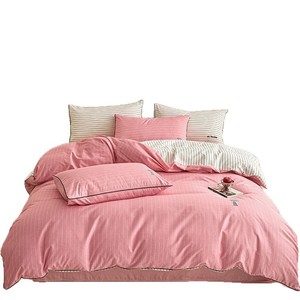 Miu Style Girly Cotton Four-Piece Bedding Set With <b>Stripes</b> Duvet Cover <b>Sheets</b> Skirt Spring 2026 - Product Image 5