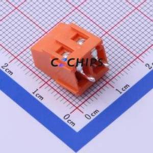 DB128L-5.08-2P-OG-S Screw Terminal Block Through hole Component (THT),P=5.08mm Connector 1x2P 5.08mm Orange Through Hole - Product Image 2