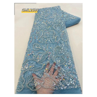 Soirée brodée paillettes dentelle tissus pour robe de mariée perlé coloré paillettes prix usine africain Tulle dentelle bleu fête
