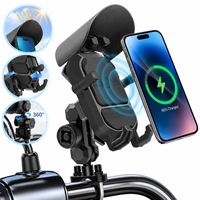 Support de téléphone pour moto avec charge sans fil 15W, antichoc, antivol, 360° °   Support de téléphone pour guidon avec chargeur pour téléphones de 4,7 à 7,2 pouces