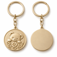 Porte-clés rond en métal avec médaillon ours mignon personnalisé de qualité supérieure, logo personnalisé, vente en gros directe d'usine, cadeau, fabricant OEM ODM