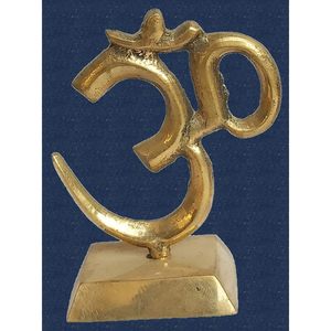 PARIJAT Artisanat 3 pouces en laiton Om Symbole Décoration murale de luxe en métal Décoration intérieure pour salle de méditation ou studio de yoga - Product Image 3