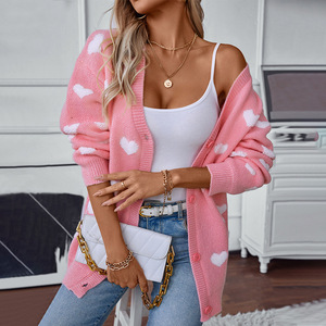 Custom Women's <strong>Valentine</strong> Heart Sweater Loose Casual Long Sleeve Ribbed Pullover <strong>Jumper</strong> Tops for Winter Crew Neck Knit Sweater - Product Image 6