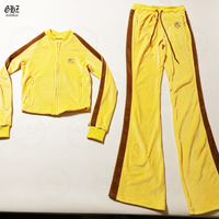 Ensemble 2 pièces en velours Y2K 2026 pour grandes tailles, veste et pantalon color block en velours, personnalisable avec logo, collection automne-hiver