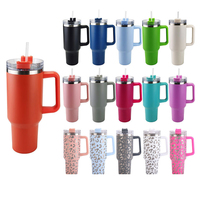 Tasse de voyage isolée en acier inoxydable à double paroi de 40oz avec poignée Tasse à café personnalisée en gros Tasse à paille