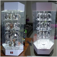 Vitrine et support rotatifs pour montres avec étagères transparentes en acrylique, verrouillables, 6 étagères coulissantes pour montres