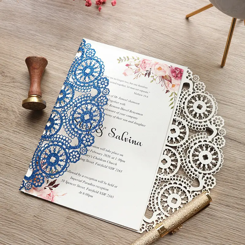 Biglietti d'invito Multi colore della cartolina d'auguri della carta di progettazione su ordinazione per nozze