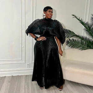 <span class=keywords><strong>Robe</strong></span> Plissée Miyake Longue <span class=keywords><strong>Grande</strong></span> <span class=keywords><strong>Taille</strong></span> Africaine Haut de Gamme, Effet Amincissant, Plis Irréguliers, pour Femmes Jusqu'à 100 kg - Product Image 2