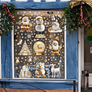 Autocollants de Noël pour fenêtres en verre, amovibles, imperméables, adhésifs statiques, <span class=keywords><strong>rennes</strong></span> et bonhommes de neige blancs, décorations écologiques en PVC pour portes et murs - Product Image 1