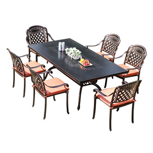 Cast <b>Aluminum</b> Garden Set 6 Seater Outdoor <b>Table</b> Chair Set Waterproof Traditional Courtyard Furniture - Product Image 1