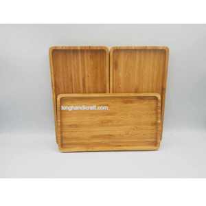 Plateau de service rectangulaire en bambou 33x23x1.85 cm-Plateau naturel écologique pour la nourriture, le thé, la décoration intérieure - Product Image 2