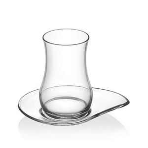 Nuovo Design Elegante Bicchierino <span class=keywords><strong>da</strong></span> Shot in Vetro Borosilicato Ecologico Soffiato a Mano Infrangibile, <span class=keywords><strong>Tazze</strong></span> <span class=keywords><strong>da</strong></span> Tè Turche a Tulipano <span class=keywords><strong>Nere</strong></span> con Piattini - Product Image 2