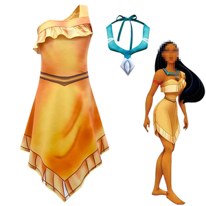 Disfraz de <span class=keywords><strong>Pocahontas</strong></span> para Niñas, Disfraz de <span class=keywords><strong>Princesa</strong></span> Matoaka para Carnaval de Halloween, Vestido de Verano para la Playa, Ropa India + Collar - Product Image 2