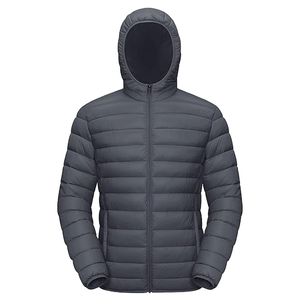 Custom Men's Casual Winter Polyester Warm Windbreaker Coat Quilted Lined <b>Waterproof</b> Zipper Front Full Puffer <b>Padded</b> Hooded - Product Image 1