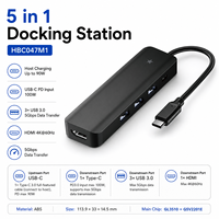 Base de Conexión USB C 5 en 1 al por Mayor, 4K 60Hz HDMI, Chip GL3510, 100W PD, Adaptador Múltiple Tipo C a USB 3.0 para MacBook