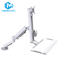 Support mural pour moniteur en alliage d'aluminium Meisonic M8-ZA02KB-X-DK avec bras à ressort à gaz, capacité de charge de 10 kg
