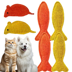 ของเล่นแมวรูปปลาทำจากใยพืชธรรมชาติ  ดีไซน์ทันสมัย นุ่มนวล  ของเล่นใยบวบสำหรับสัตว์เลี้ยง ช่วยขัดฟันและทำความสะอาด บรรจุกล่อง - Product Image 1
