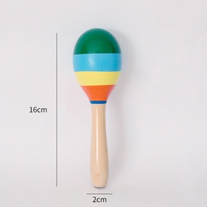 Maracas en bois colorées pour enfants, instrument de percussion Orff, jouet musical rythmique, maracas à secouer, vente en gros - Product Image 6