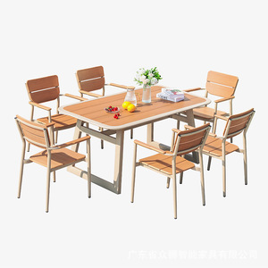 Ensemble de jardin, table et chaises en alliage d'aluminium pour l'extérieur, 6 places, design moderne, résistant aux intempéries, meubles de patio - Product Image 1