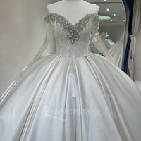 Pour Jancember femmes robe de mariée moderne Satin chérie Style Empire avec dentelle cristal Appliques décor chapelle Train modèle DW