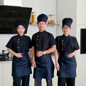 Manufacturer Chef Uniform Short Sleeve White Black Trim Soft Comfortable Wear Resistant <b>Kitchen</b> Hotel Restaurant Apparel OEM - Product Image 6