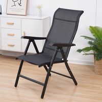 Chaise pliante d'extérieur moderne en Teslin avec accoudoirs, en maille respirante, inclinable, pour balcon, jardin, école et hôtel