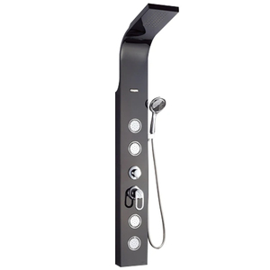 Sistema de <span class=keywords><strong>Ducha</strong></span> Fijo de Lujo Moderno para Montaje en Pared con Duchas de Mano, Acabado Cromado Negro, Ahorro de Agua para Hotel y Baño - Product Image 1