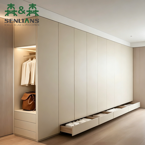 Modern Industrial Customized High Gloss Portable Eco-Friendly Wood Walk-In Bedroom <strong>Wardrobe</strong> Cabinet <strong>Storage</strong> Closet <strong>Solutions</strong> - Product Image 1