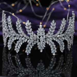 Corona Tiara con Circonia cúbica brillante para mujer, accesorios para el cabello de boda, Romance, Princesa, corona BC5535, Diadema - Product Image 4