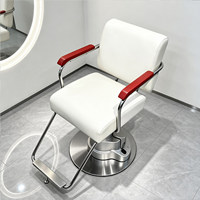 Fauteuil de Barbier Haut de Gamme en Cuir Élégant avec Pompe Hydraulique Professionnelle et Repose-Pieds Amovible pour Salons ; Fauteuil Électrique Inclinable et Pivotant