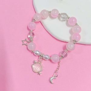 Bracelets tendance chinois colorés en perles pour femmes et filles, bracelet mignon avec breloque coquillage, bracelet en perles de cristal et pierres précieuses - Product Image 6