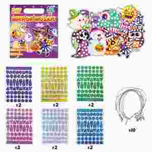 Juguetes de Viaje Hechos a Mano para Niños, Juego Creativo, Espejo Brillante para Colorear, 10 Sets de Pegatinas de Mosaico para Halloween - Product Image 2