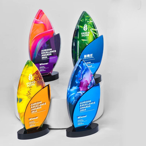 Trophée de plaque en verre cristal de finition de miroir d'impression polychrome - Product Image 1