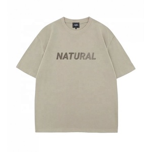 Camiseta vintage de gran tamaño con estampado de logotipo y hombros caídos camiseta unisex 100% algodón camiseta lisa - Product Image 1