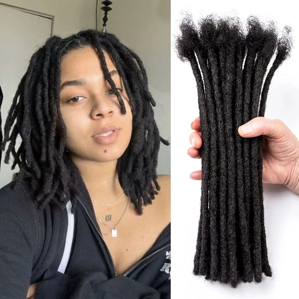 Extensões Dreadlock Real Cabelo Humano Natural Preto para Mulheres Homens Crianças Full Handmade Permanent Locs Pode Ser Tingido e Branqueado