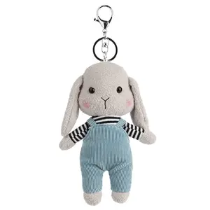 OEM ODM 주문 견면 벨벳 keychain 소형 작은 토끼는 동물성 연약한 장난감 견면 벨벳 열쇠 고리를 채웠습니다