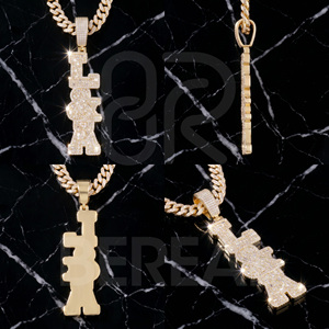 Gra Certified VVS Moissanite Iced Out Vertical <b>Initial</b> <b>Pendant</b> Custom Hip Hop Letter Name <b>Pendant</b> Baguette Diamond Fine Jewelry - Product Image 2