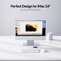 Hub USB C PULWTOP para iMac de 24 Pulgadas M1/M3/M4 con Carcasa para SSD M.2, USB-A/C 3.2 10Gbps, 2 USB-A 2.0, SD/TF Plateado