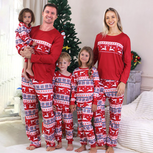 热卖2026家庭配套圣诞睡衣套装加大码Pijama长袖2pcs假日睡衣 - Product Image 1