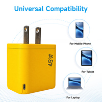 Pengisi Daya Cepat USB-C GaN 45W Haowangda dengan Perlindungan PD/PPS OCP, Tahan Api, Colokan US untuk Ponsel, Laptop, dan Perjalanan