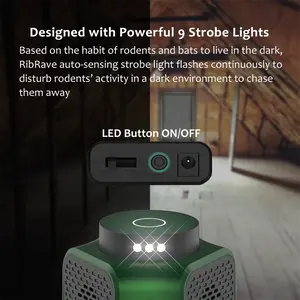 Répulsif ultrasonique à double haut-parleur à 360 degrés avec souris clignotante LED Marten Mole Pest Bug Cockroach Dissuasion pour la maison - Product Image 6