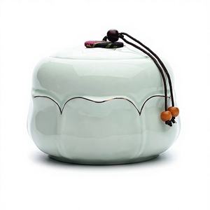 Urne funéraire en céramique pour animaux de compagnie, pour crémation et commémoration, scellée avec des perles, tailles grande/moyenne/petite, pour usage domestique, pot de soin post-cremation pour chats et chiens - Product Image 1