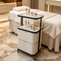 Chariot de Salon de Luxe avec Tiroirs, Meuble de Rangement Roulant Moderne pour Spa et Beauté, Chariot Utilitaire Médical pour Coiffure et Tatouage