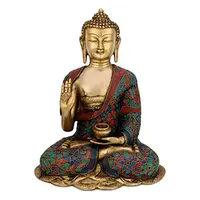מתכת דתי ברונזה שמח בודהה פסלי