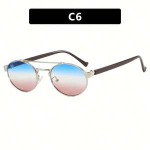 Lunettes de soleil rondes rétro punk personnalisées avec logo, UV400, double pont, ovales, pour hommes et femmes - Product Image 6