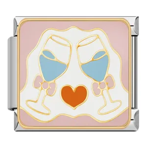 2025 breloques nouveau couple à la mode tu me manques coeur en acier inoxydable charme italien amour série bracelet DJ1362 - Product Image 2