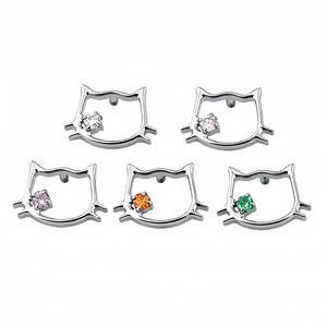 Boucle d'oreille tête de chat ajourée en zircon, clou d'oreille en spirale interne de 0,9 mm pour cartilage, bijoux en alliage de titane pour usage quotidien - Product Image 1