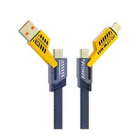 Kabel Charger Desain Logo 1.2m 3 in 1 120W Kabel USB Tipe C Micro Pengisian Cepat Kabel Data Transparan